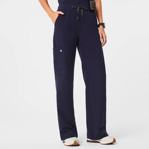 Figs High Waisted Isabel Wide Leg Scrub Pants Navy Small Tall